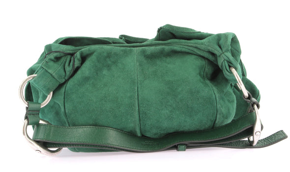 Sac vert en daim à fleur "Nadja"