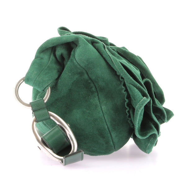 Sac vert en daim à fleur "Nadja"