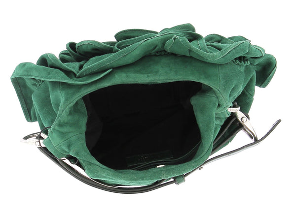 Sac vert en daim à fleur "Nadja"