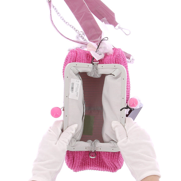 Pochette en raphia rose "Fortuna"