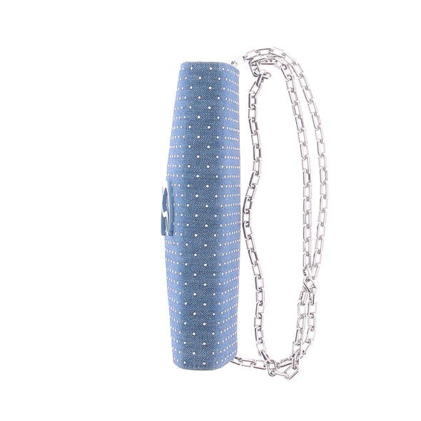 Sac "Loubi54" bleu en denim et strass