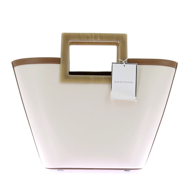 Sac "Riviera" en cuir écru et marron
