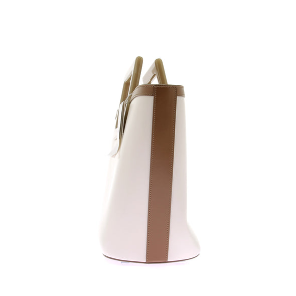 Sac "Riviera" en cuir écru et marron