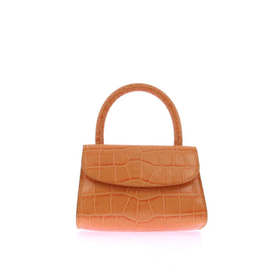 Mini sac à main en cuir orange