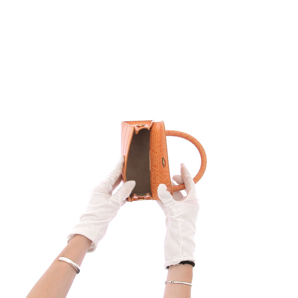 Mini sac à main en cuir orange