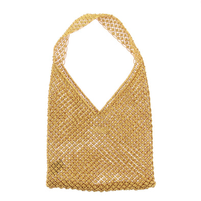Sac à main métallique tissé doré