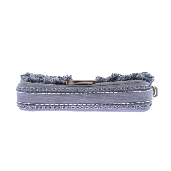 Sac Baguette en denim brodé