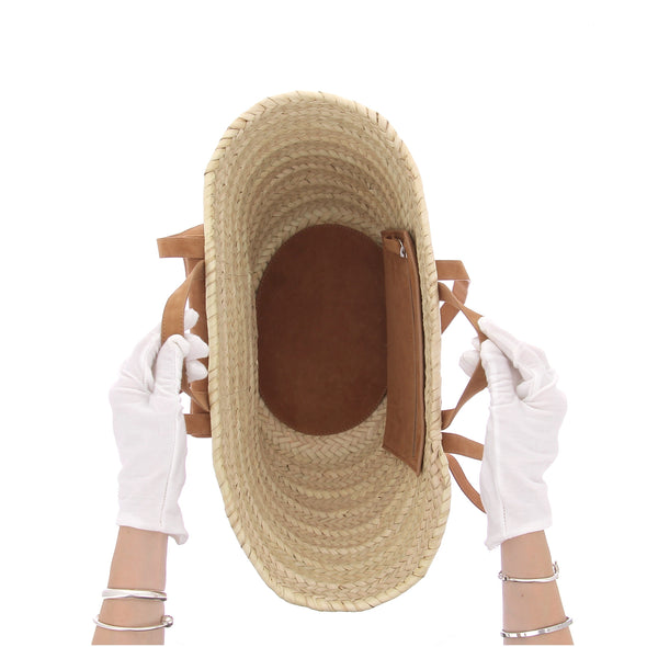 Panier "Alpha Rodeo" en raphia et daim camel