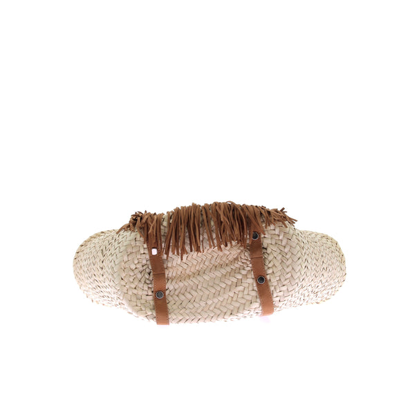 Panier "Alpha Rodeo" en raphia et daim camel