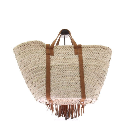 Panier "Alpha Rodeo" en raphia et daim camel