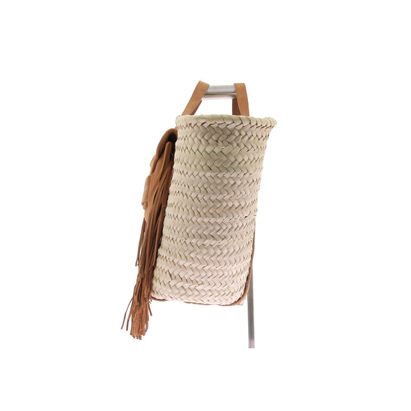 Panier "Alpha Rodeo" en raphia et daim camel
