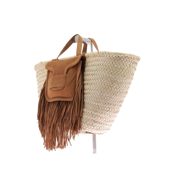 Panier "Alpha Rodeo" en raphia et daim camel