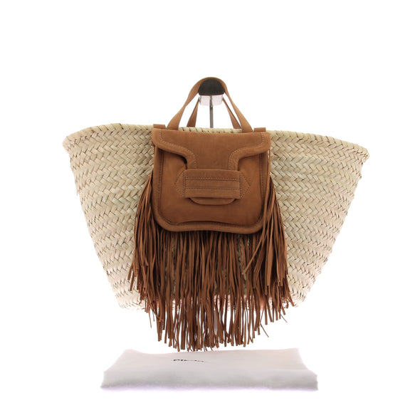 Panier "Alpha Rodeo" en raphia et daim camel