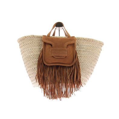 Panier "Alpha Rodeo" en raphia et daim camel