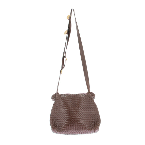 Sac en cuir intrecciato marron