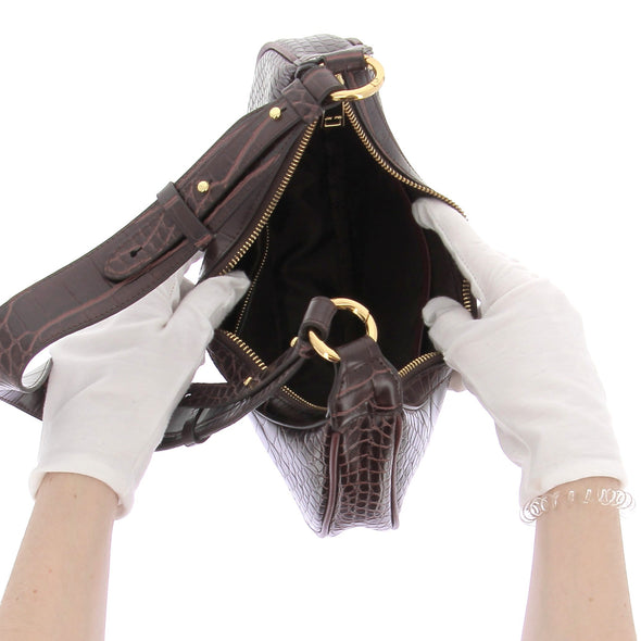 Sac à bandoulière effet croco