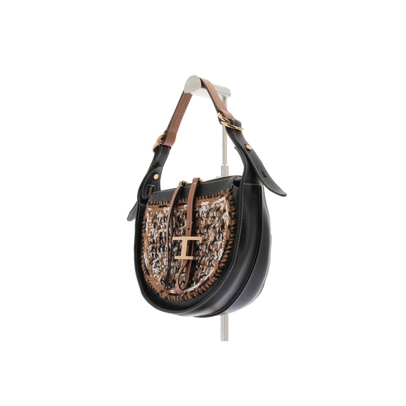Sac porté épaule en cuir et maille