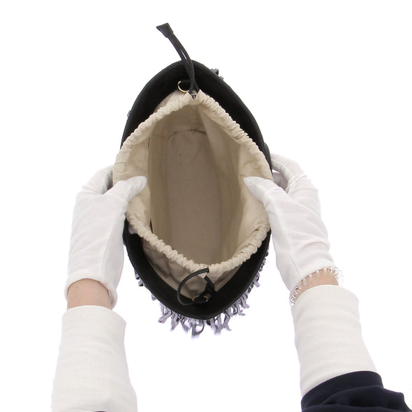 Sac à franges en raphia et cuir