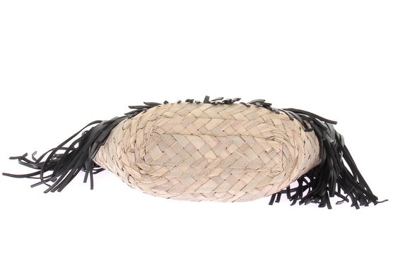 Sac à franges en raphia et cuir