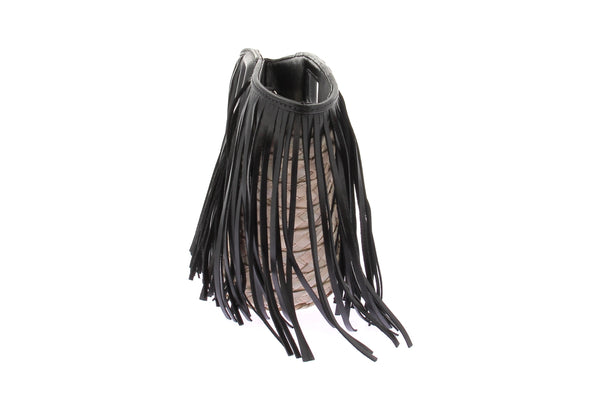 Sac à franges en raphia et cuir