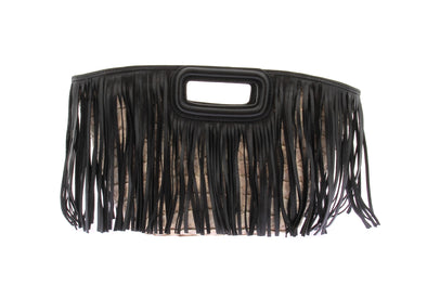 Sac à franges en raphia et cuir