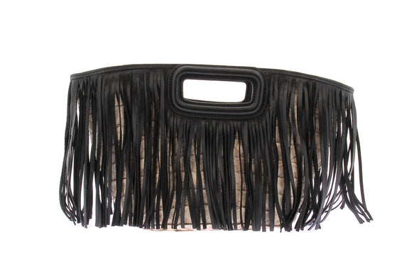 Sac à franges en raphia et cuir