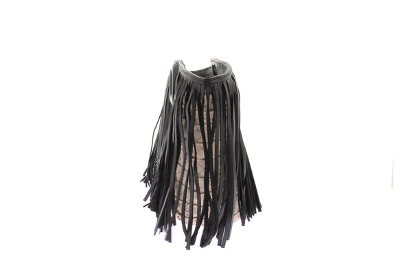 Sac à franges en raphia et cuir