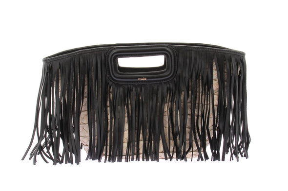 Sac à franges en raphia et cuir