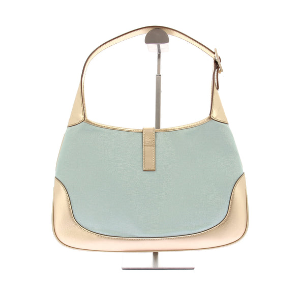 Sac à main bi-matière bleu et doré