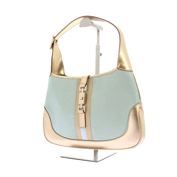 Sac à main bi-matière bleu et doré