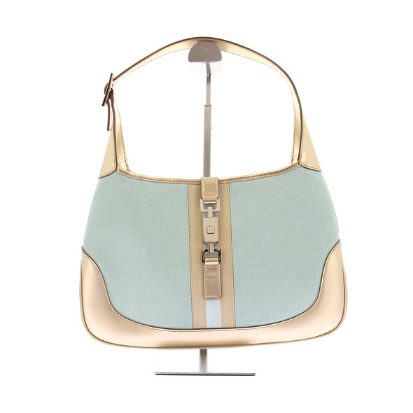 Sac à main bi-matière bleu et doré