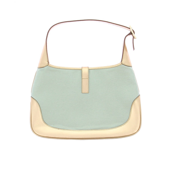 Sac à main bi-matière bleu et doré