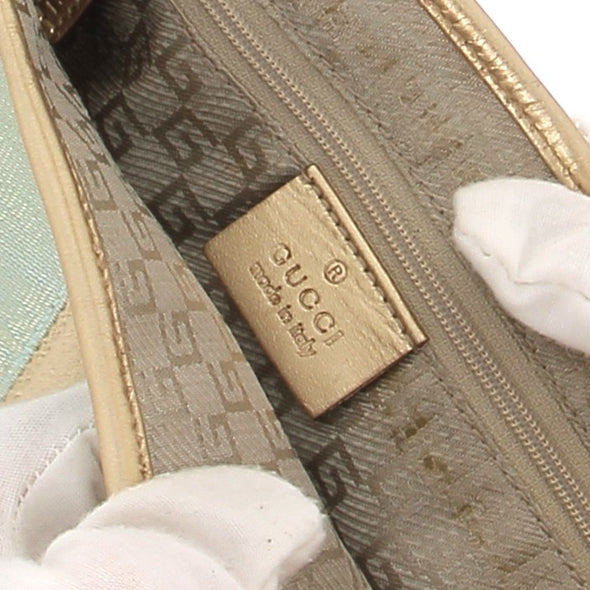 Sac à main bi-matière bleu et doré