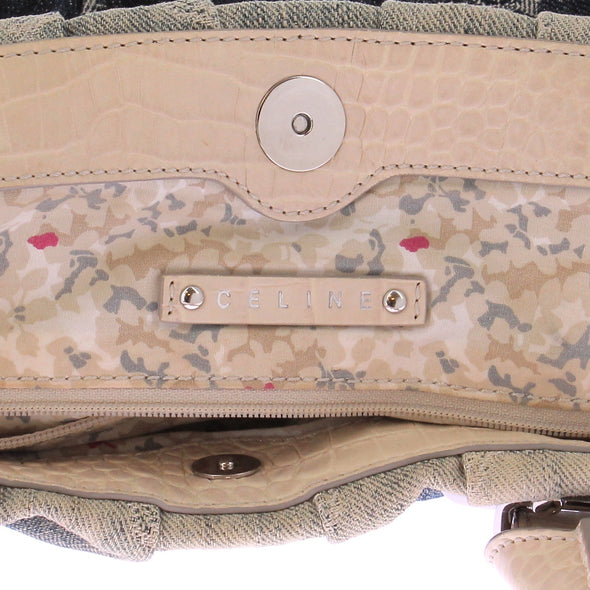 Sac à main en denim et cuir