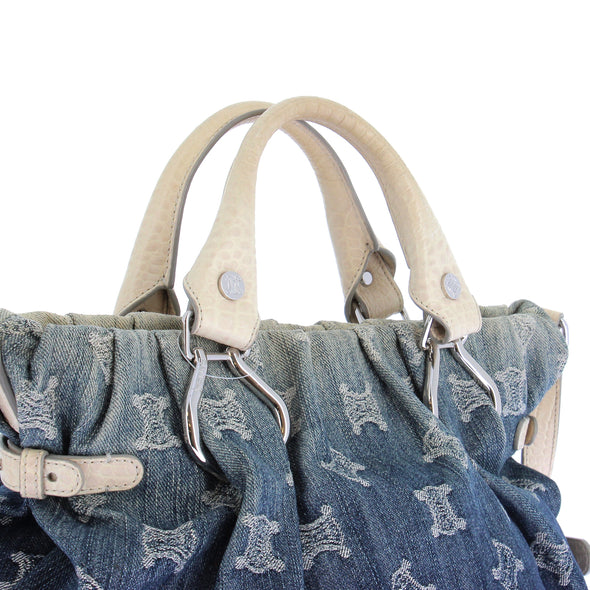 Sac à main en denim et cuir