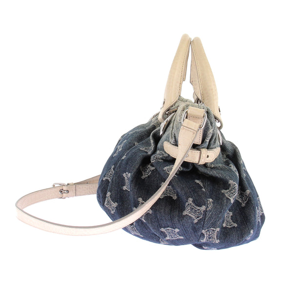 Sac à main en denim et cuir