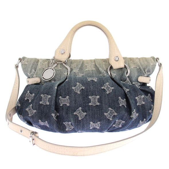 Sac à main en denim et cuir