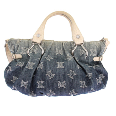 Sac à main en denim et cuir