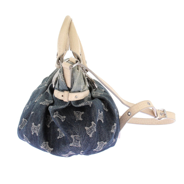 Sac à main en denim et cuir
