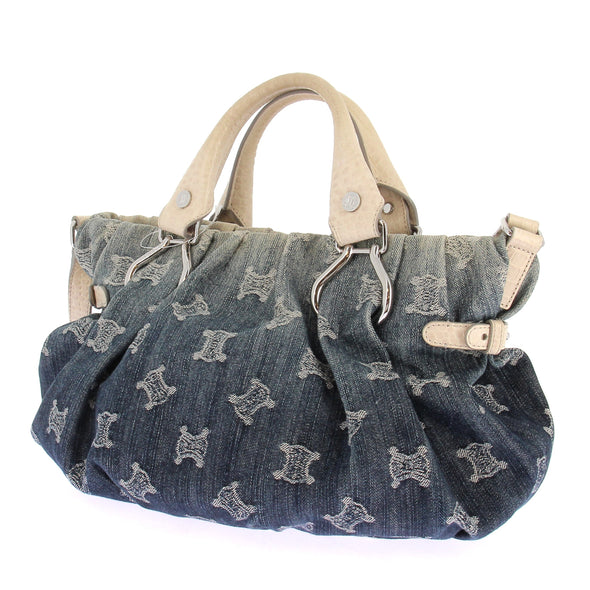 Sac à main en denim et cuir