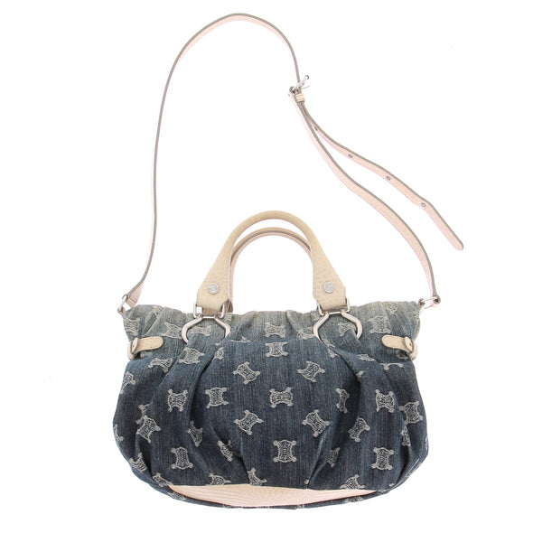 Sac à main en denim et cuir