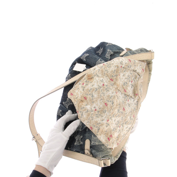 Sac à main en denim et cuir