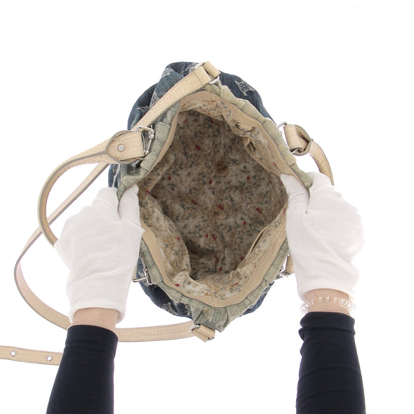 Sac à main en denim et cuir