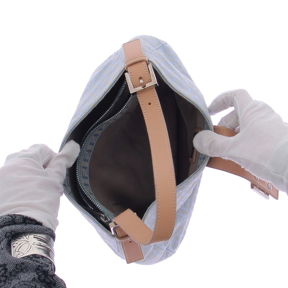 Sac à main en toile monogrammé bleu