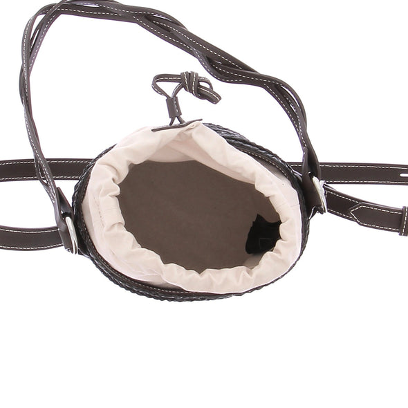 Sac seau noir en raphia "Gina"