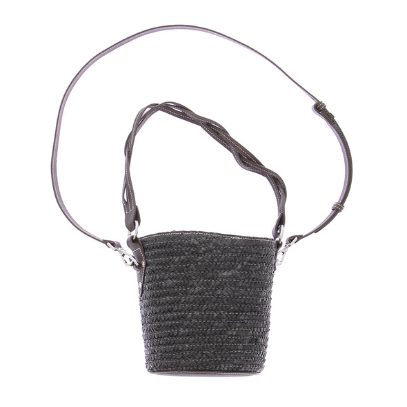 Sac seau noir en raphia "Gina"
