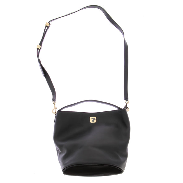 Sac seau en cuir noir