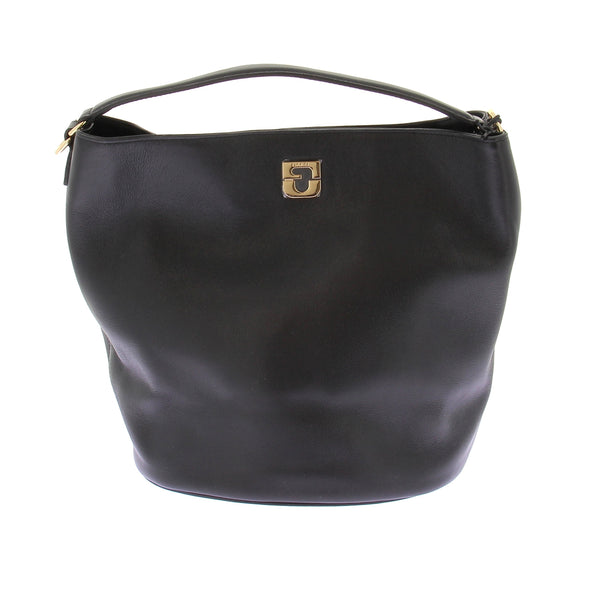 Sac seau en cuir noir