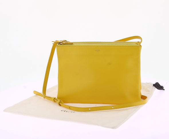 Sac à bandoulière en cuir jaune "Trio"