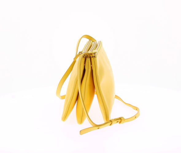 Sac à bandoulière en cuir jaune "Trio"